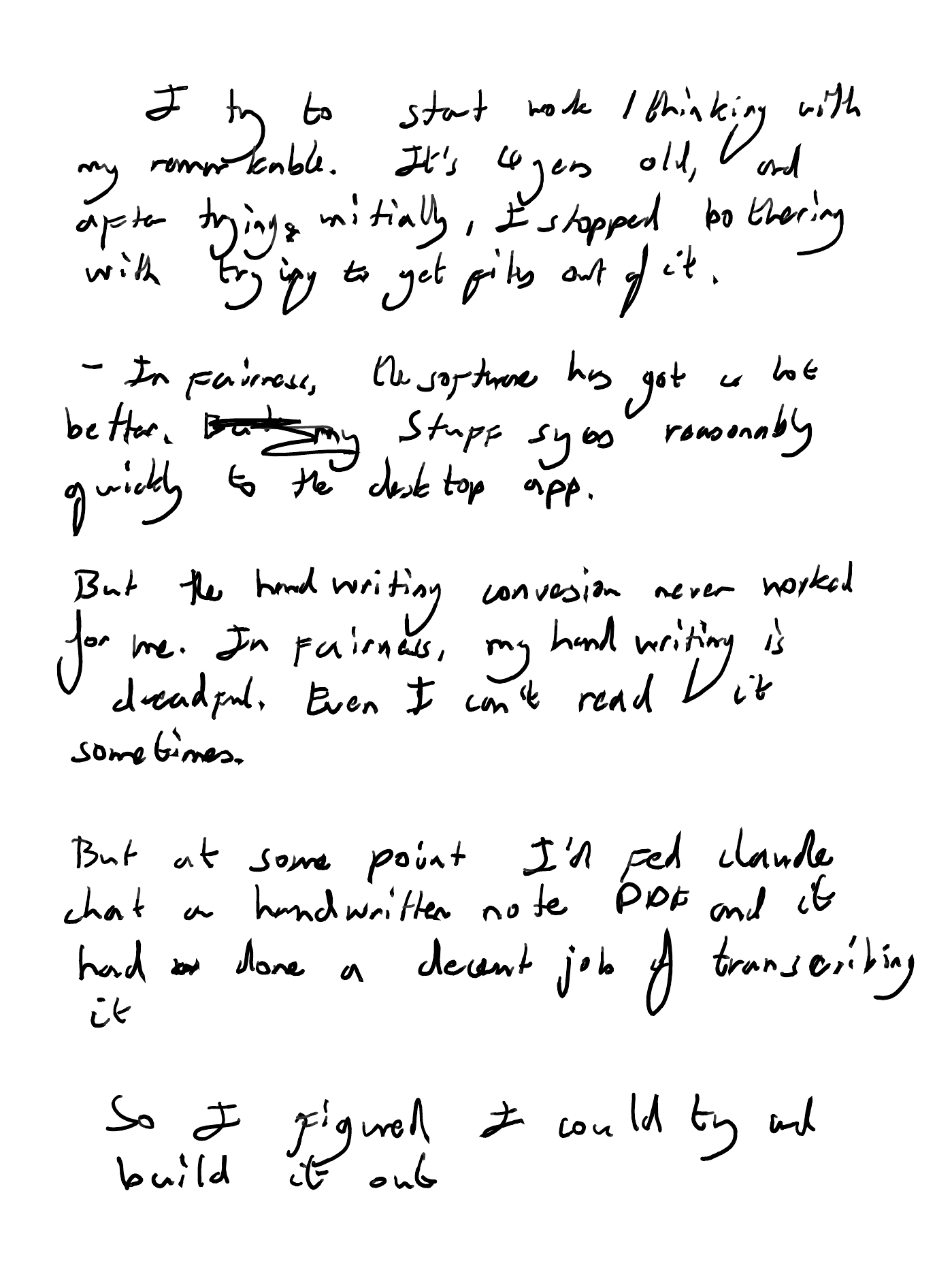 Handwritten reMarkable notes